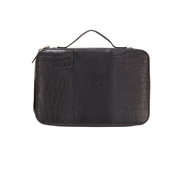 DELUXE CROC LEATHER COSMETIC CASE